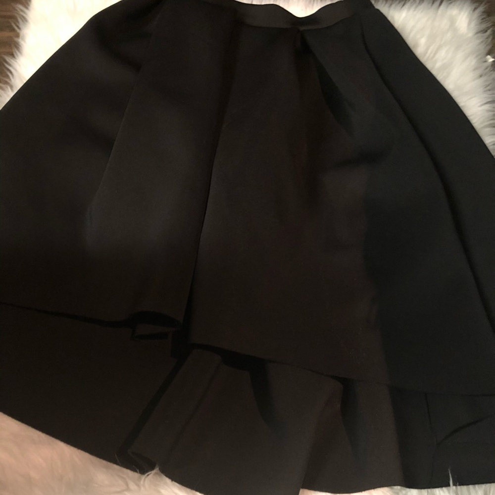 Rainbow black high and low skirt.